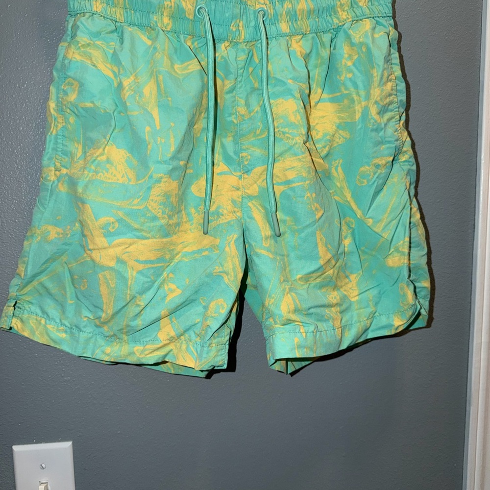 Forever 21 Men's Swim Trunks in Aqua and Yellow